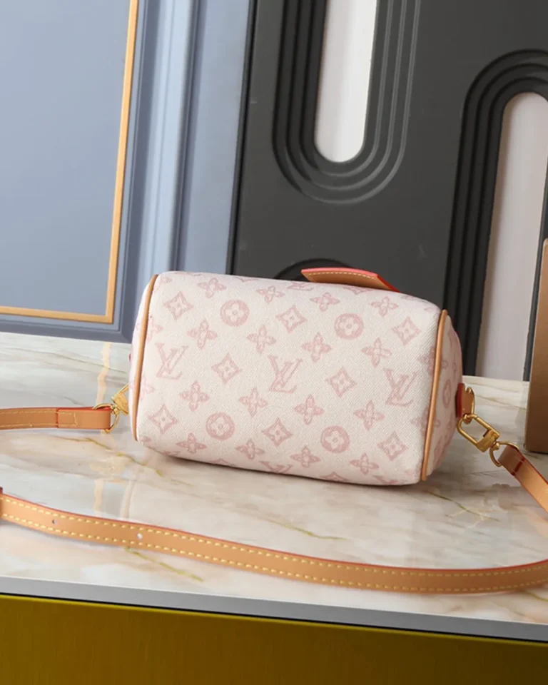 Cream and Pale-Pink Monogram Top-Handle Bag