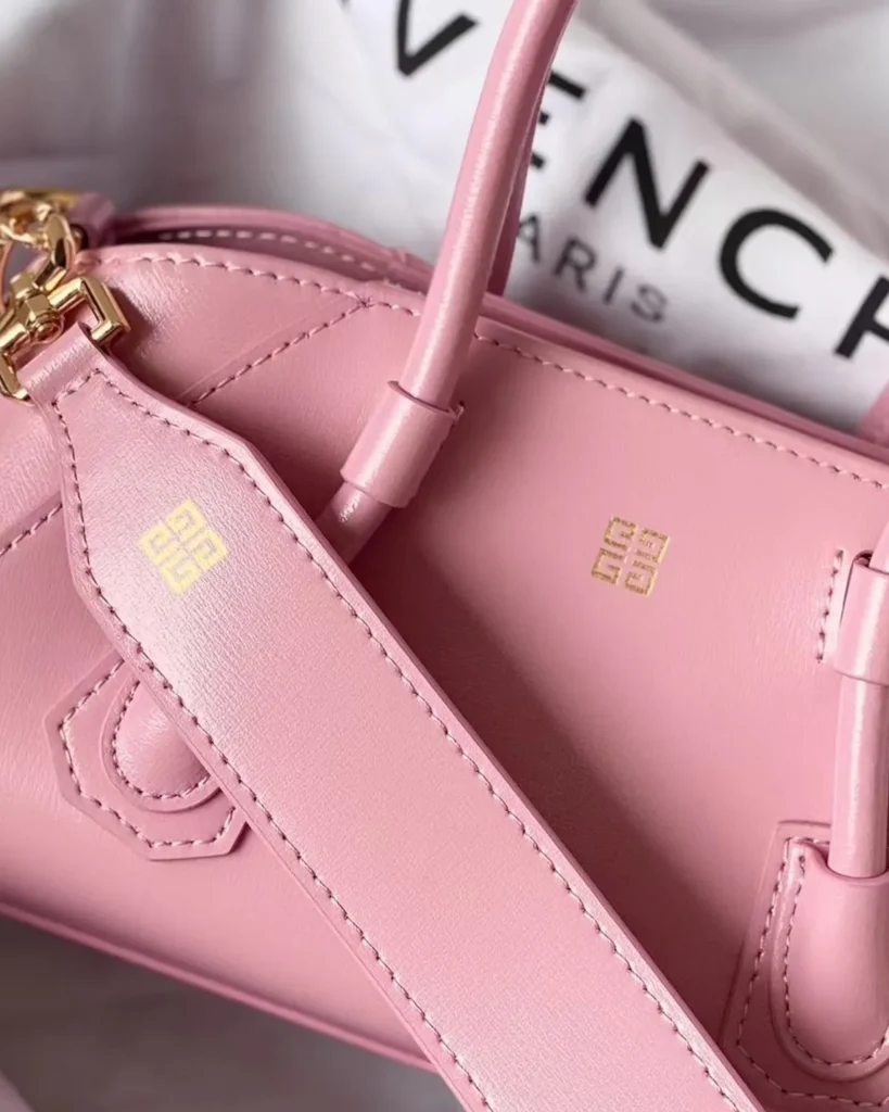 Pink Elongated Padlock Satchel — strap detail