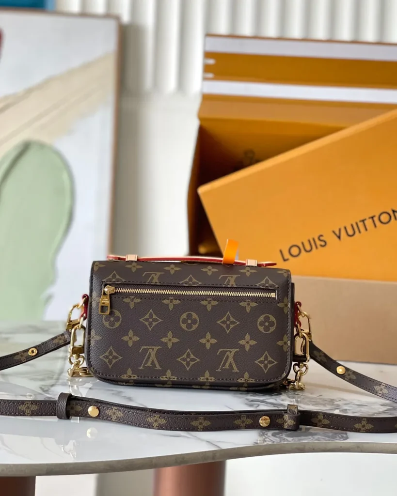Brown Monogram East West Chain Satchel — rear view