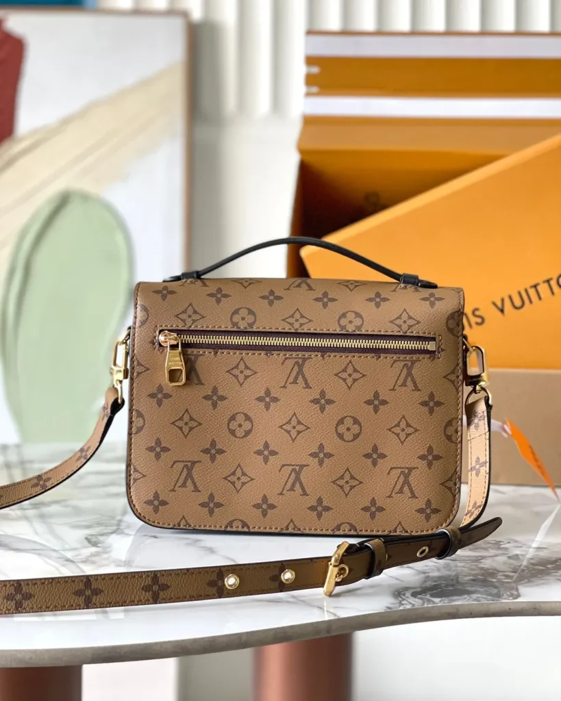 Two-Tone Monogram Envelope Satchel — rear view