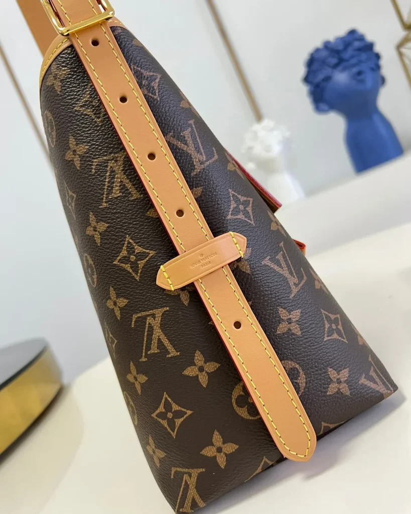 Brown Monogram Bow Shoulder Bag — strap buckle view