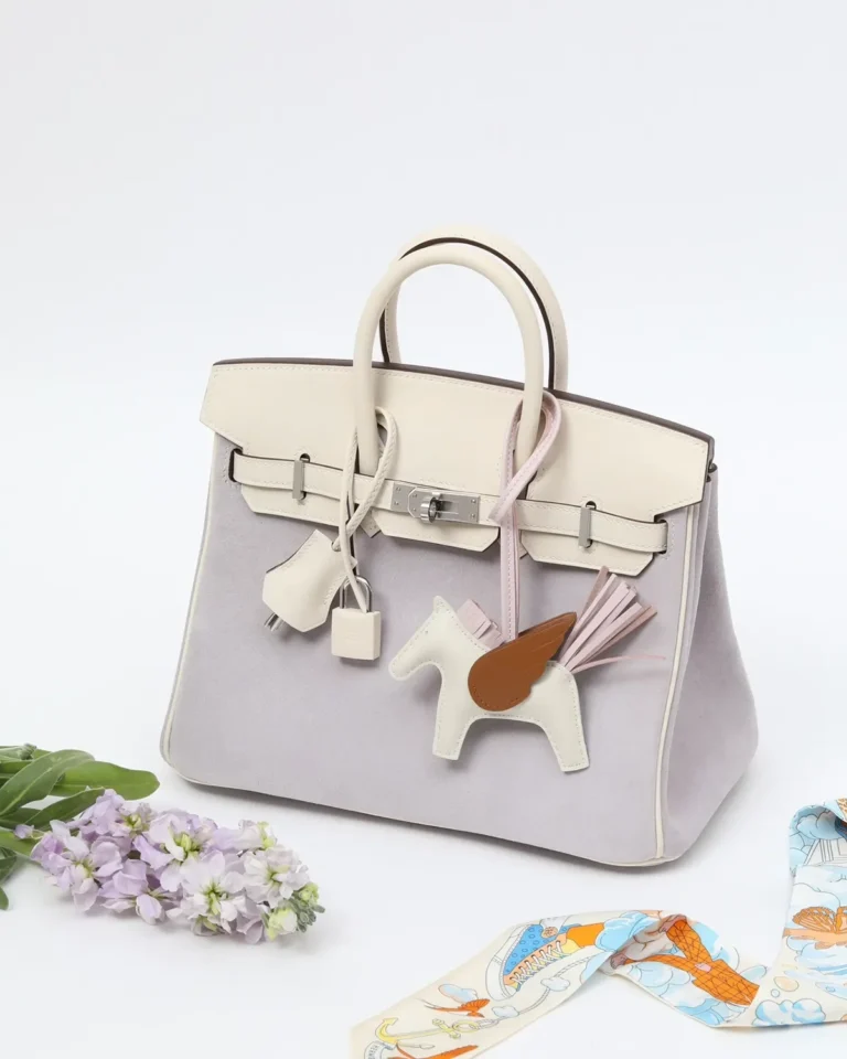 Lilac Cream Two-Tone Top-Handle Bag — front view