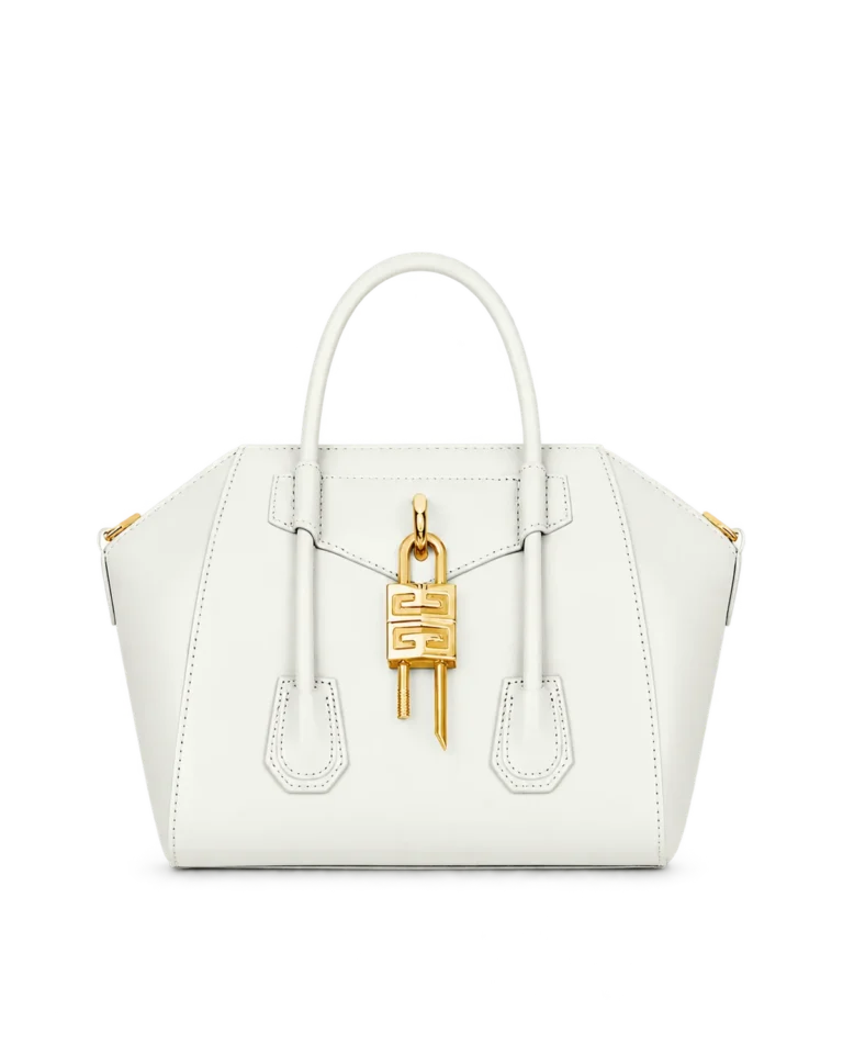 White Lock Detail Top Handle Bag — main view