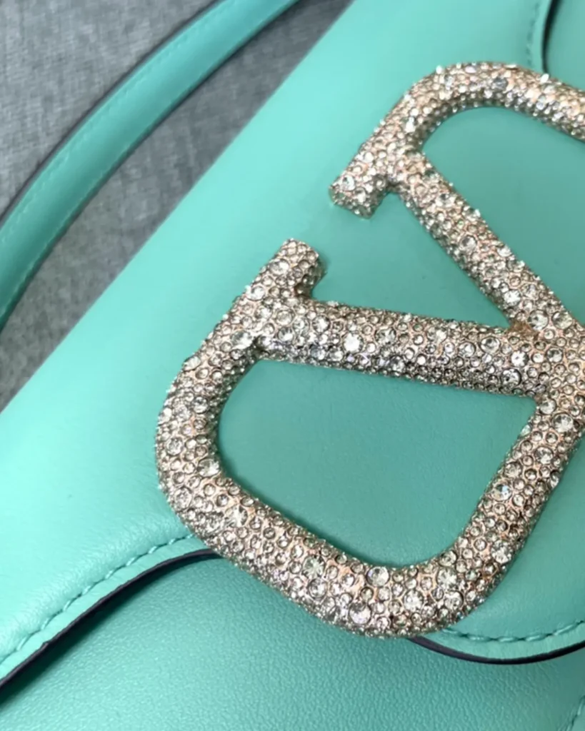 Mint Green Stone-Detail Flap Shoulder Bag — ornament detail view