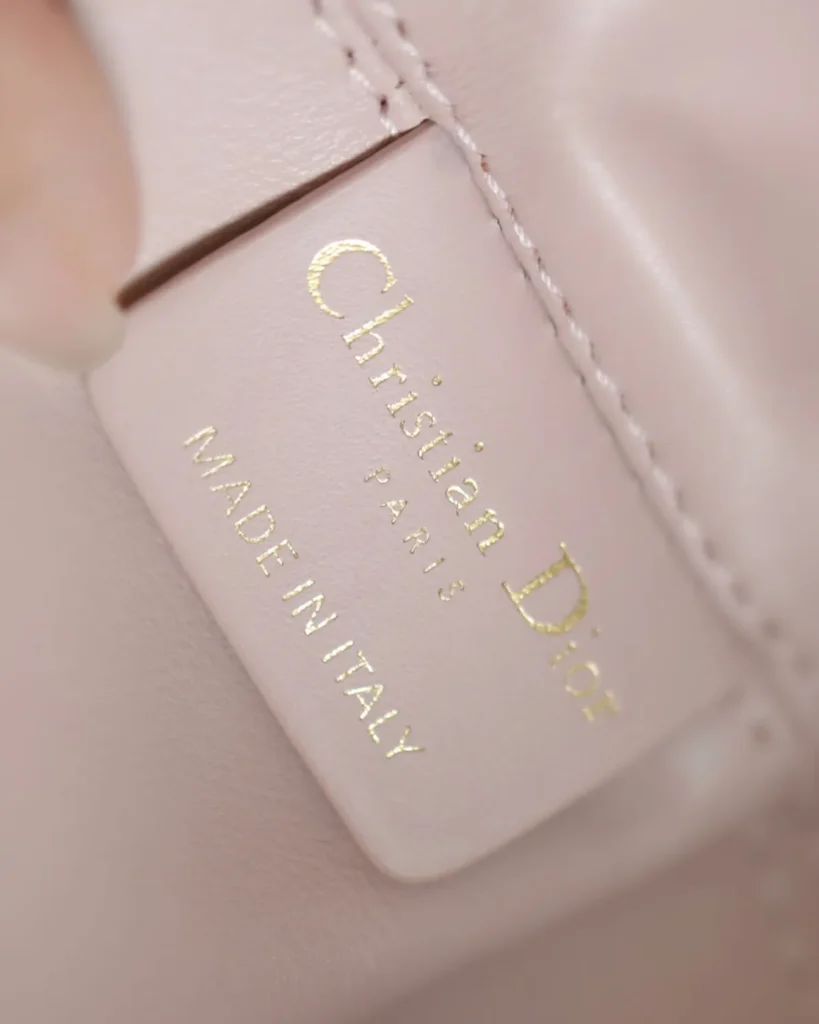 Pale Pink Soft Quilted Tote — interior label view