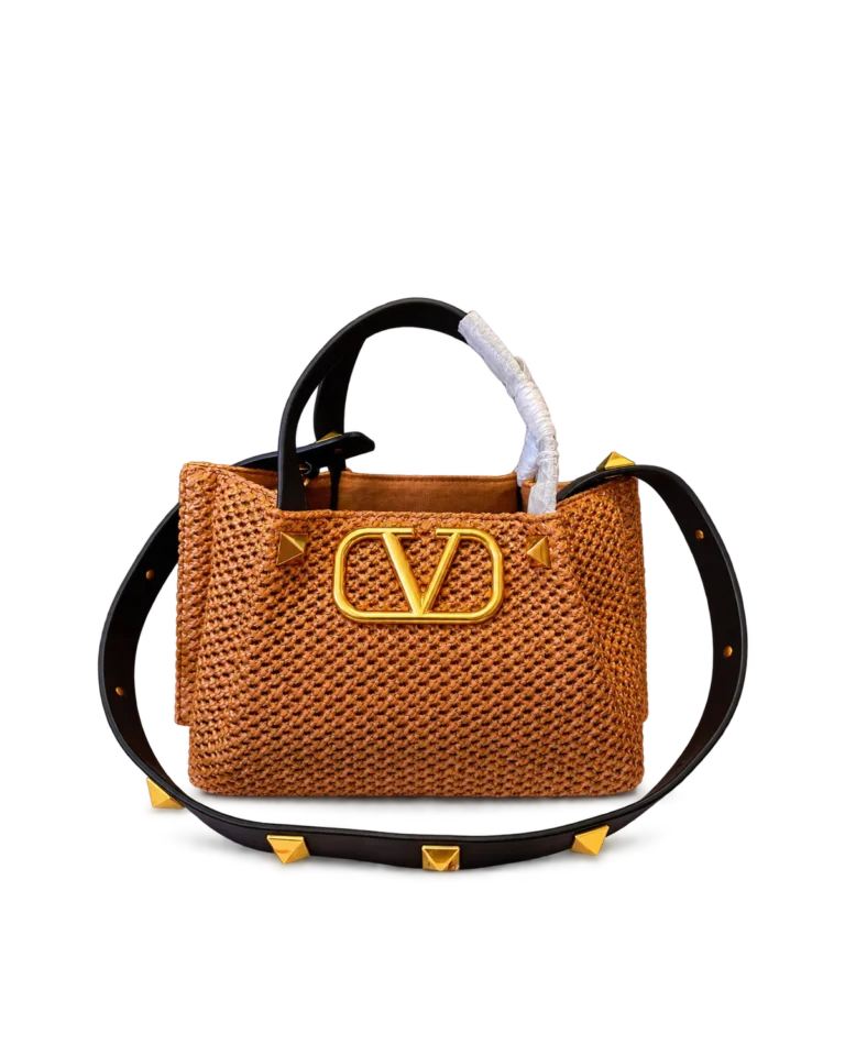 Tan Woven Top-Handle Tote — main view
