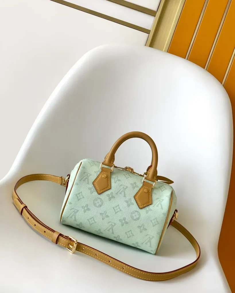 Pale Green Monogram Boston Bag — rear view
