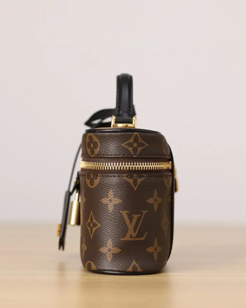 Brown Monogram Vanity Case with Padlock — side view