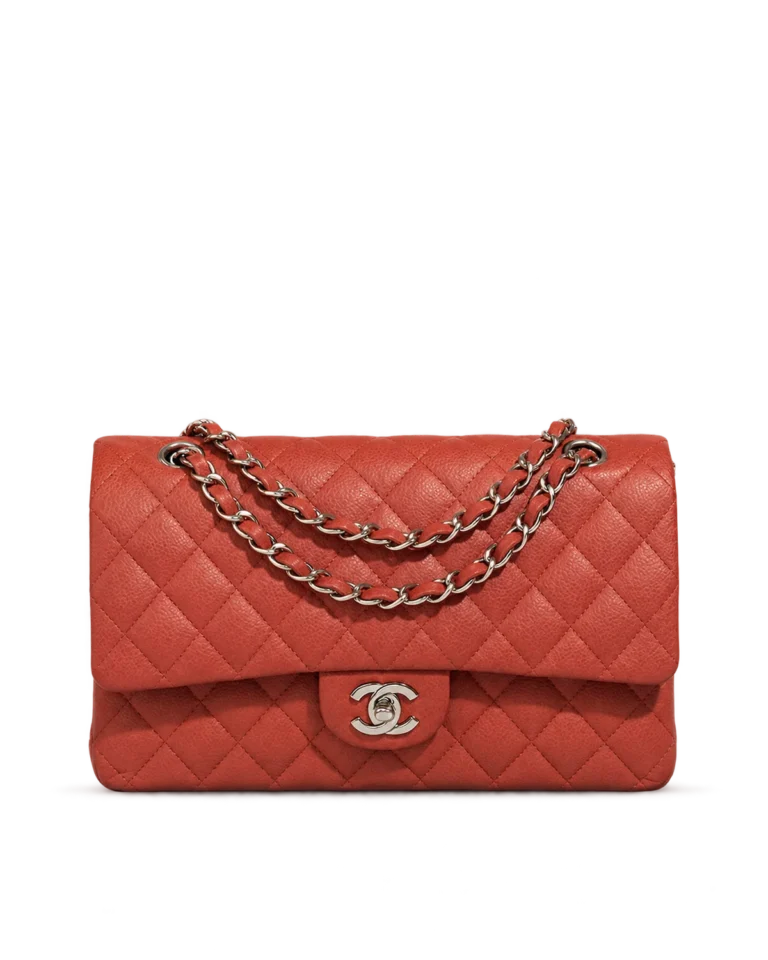 Rust Red Quilted Chain Flap Bag — main view