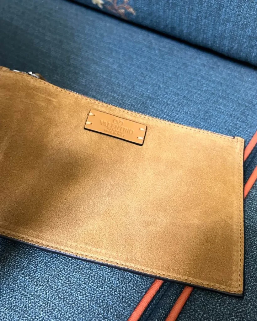 Brown Studded Long-Handle Tote — pouch view