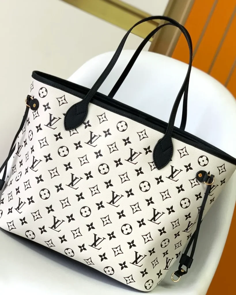 Black and White Monogram-Style Tote — rear view