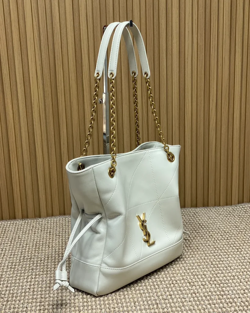 Ivory Geometric Side-Tie Shopper — side view