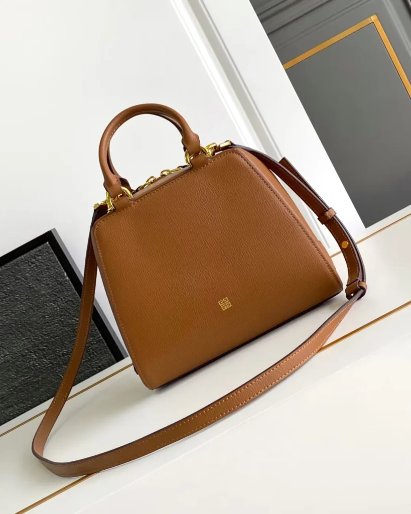 Tan Domed Top Handle Bag — rear view