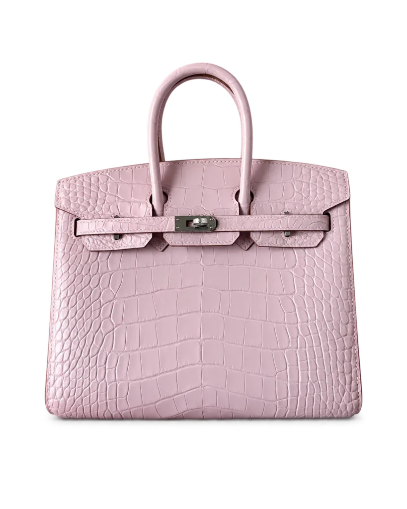 Pale Mauve Scale-Texture Top-Handle Bag — main view