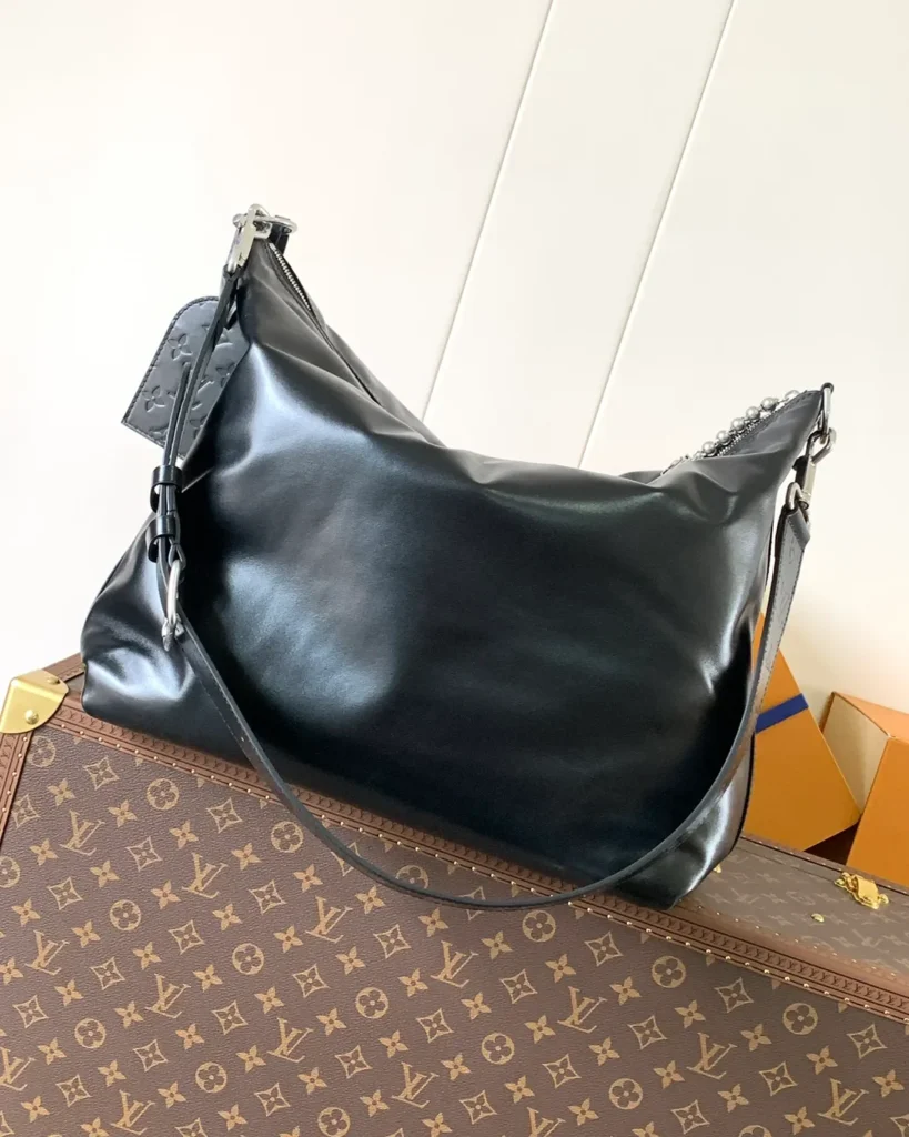 Black Slouchy Hobo Bag — rear view