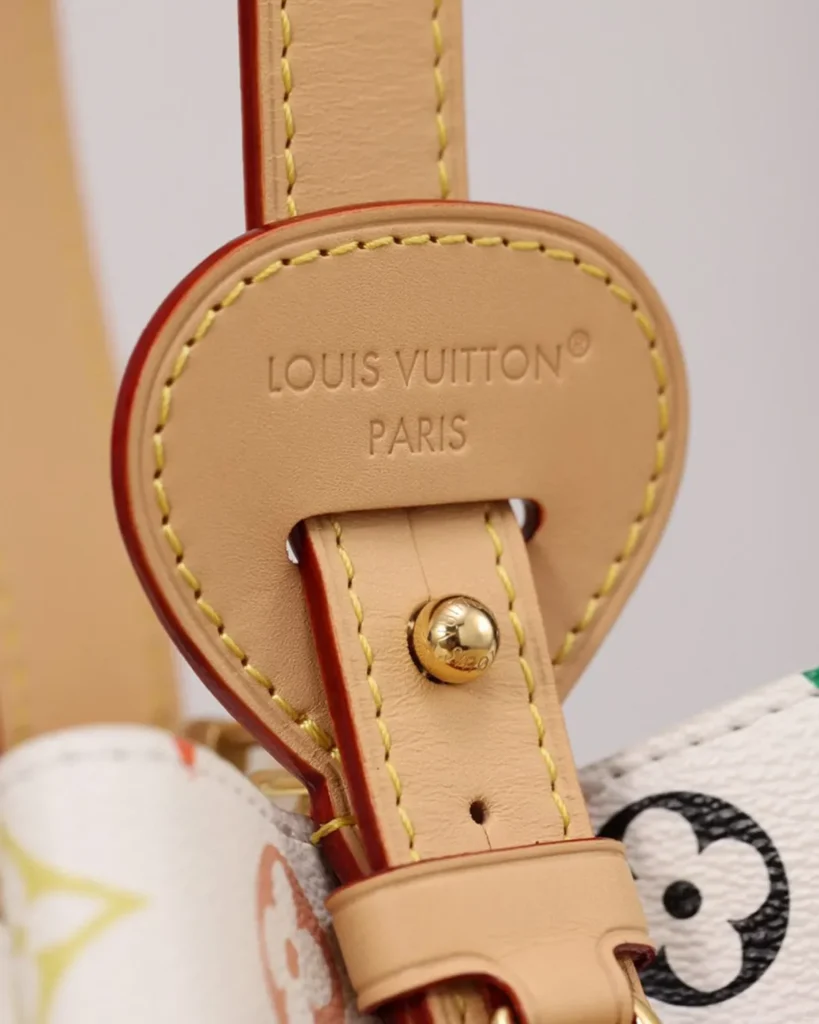 White Multicolor Monogram Bucket Bag — handle tab view