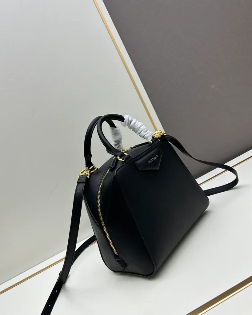 Black Domed Top Handle Bag — side view