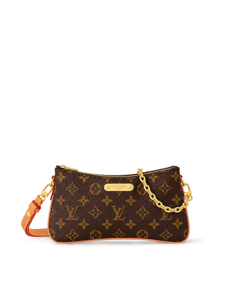 Brown Monogram Curved Zip Chain Pouch — main view