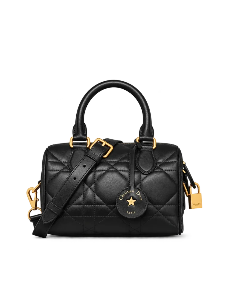Black Quilted Star Charm Boston Bag — main view