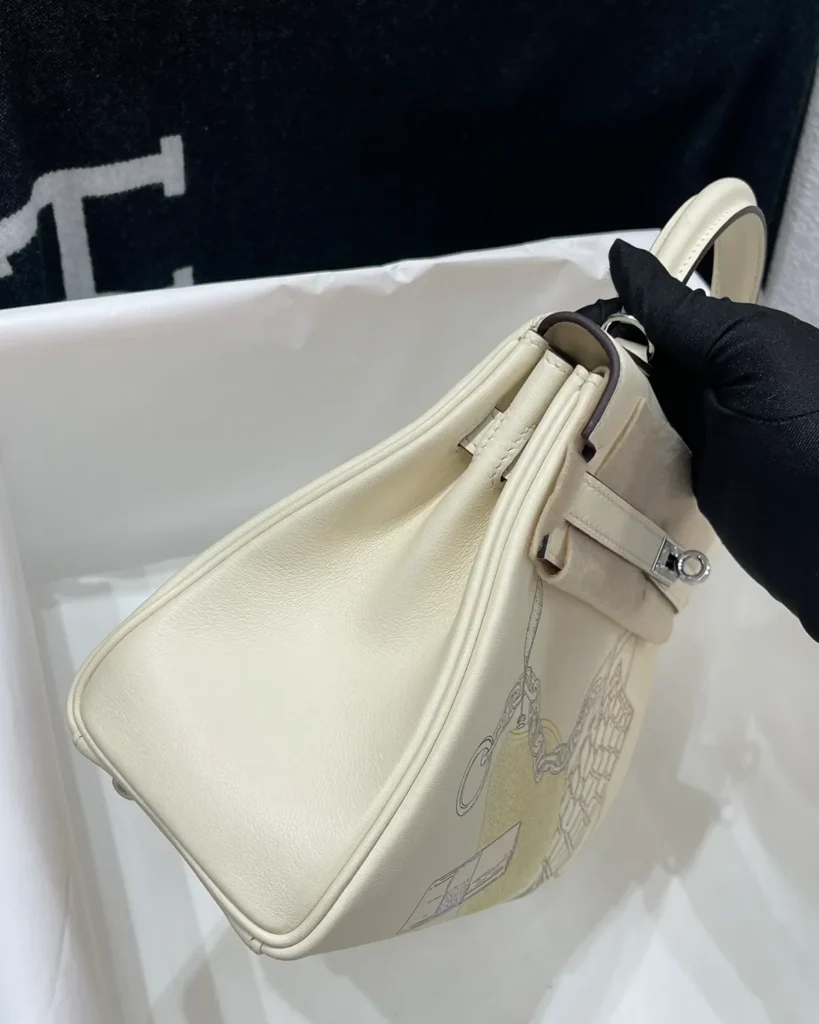 Ivory Illustrated Top-Handle Bag — side view