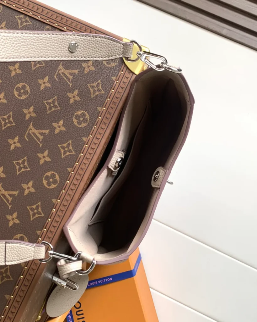 Taupe Perforated Monogram Shoulder Bag — interior view