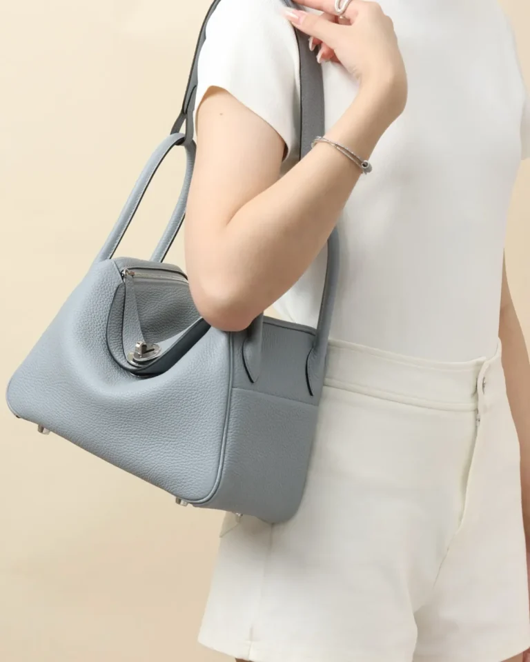 Ice Blue Folded Shoulder Bag — shoulder carry view