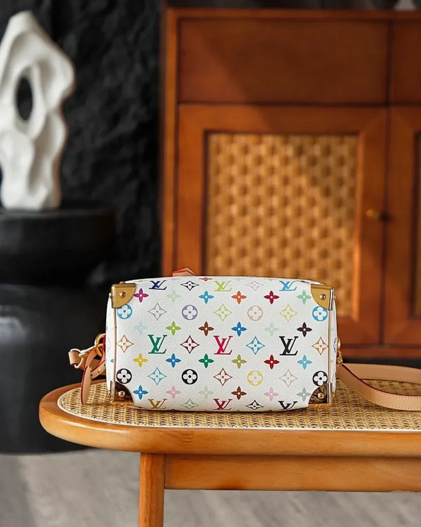 White Multicolor Monogram Top-Handle Bag — base view