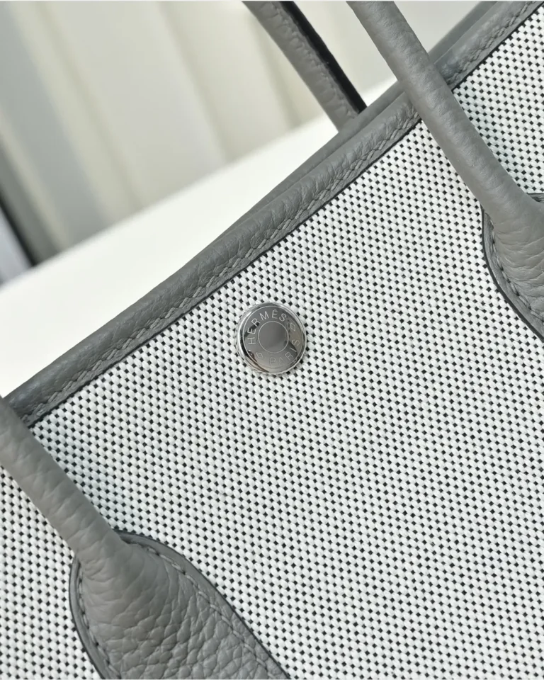 Garden Party-Inspired 30 Grey Canvas Tote, snap detail view