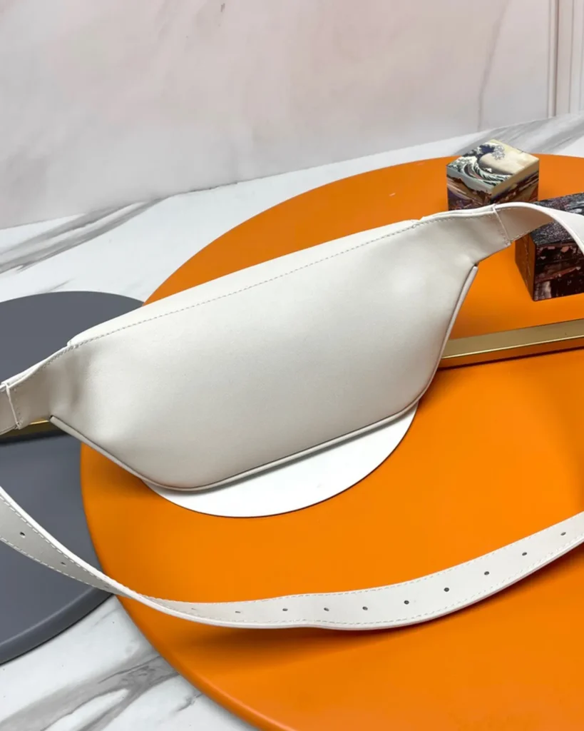 Cream Smooth-Look Zip Belt Bag — rear view