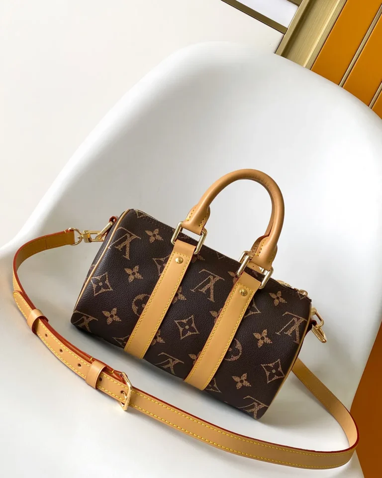 Brown Monogram Duffle Bag with Tan Trim
