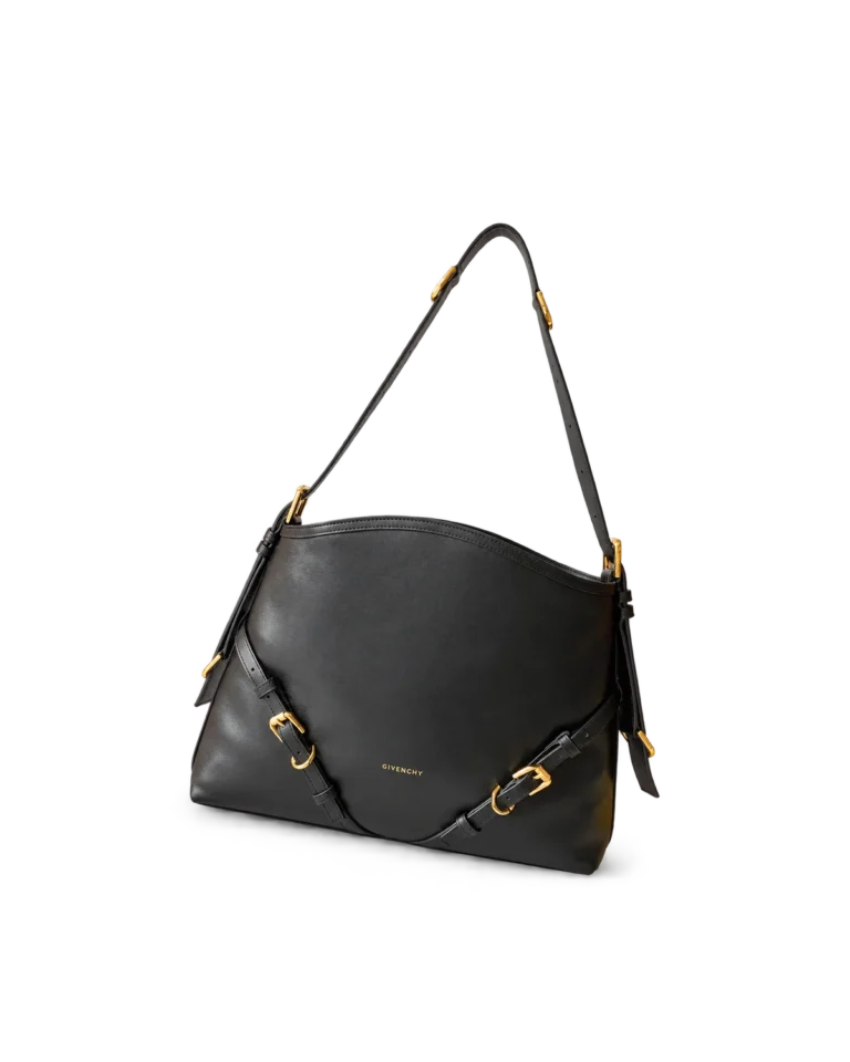 Black Curved-Top Buckle Shoulder Bag — main view