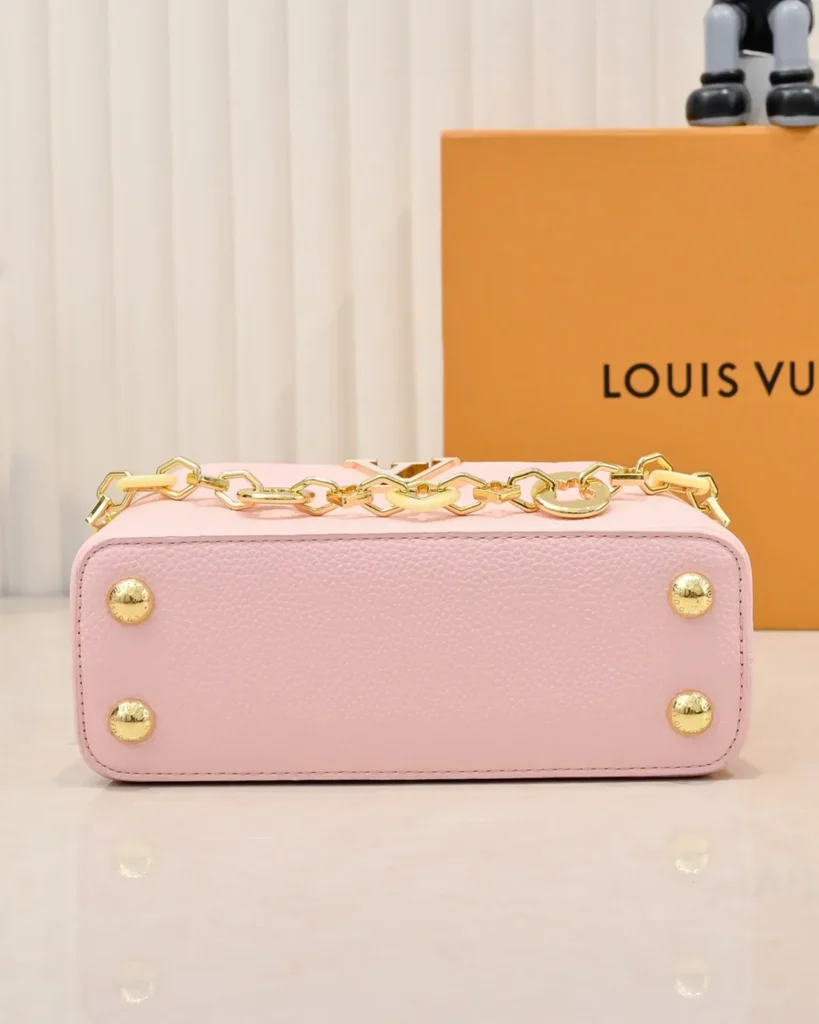 Pink Floral-Chain Top-Handle Bag — base view