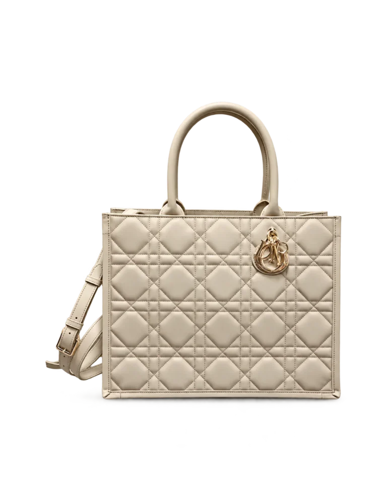 Taupe Geometric Quilted Tote — main view