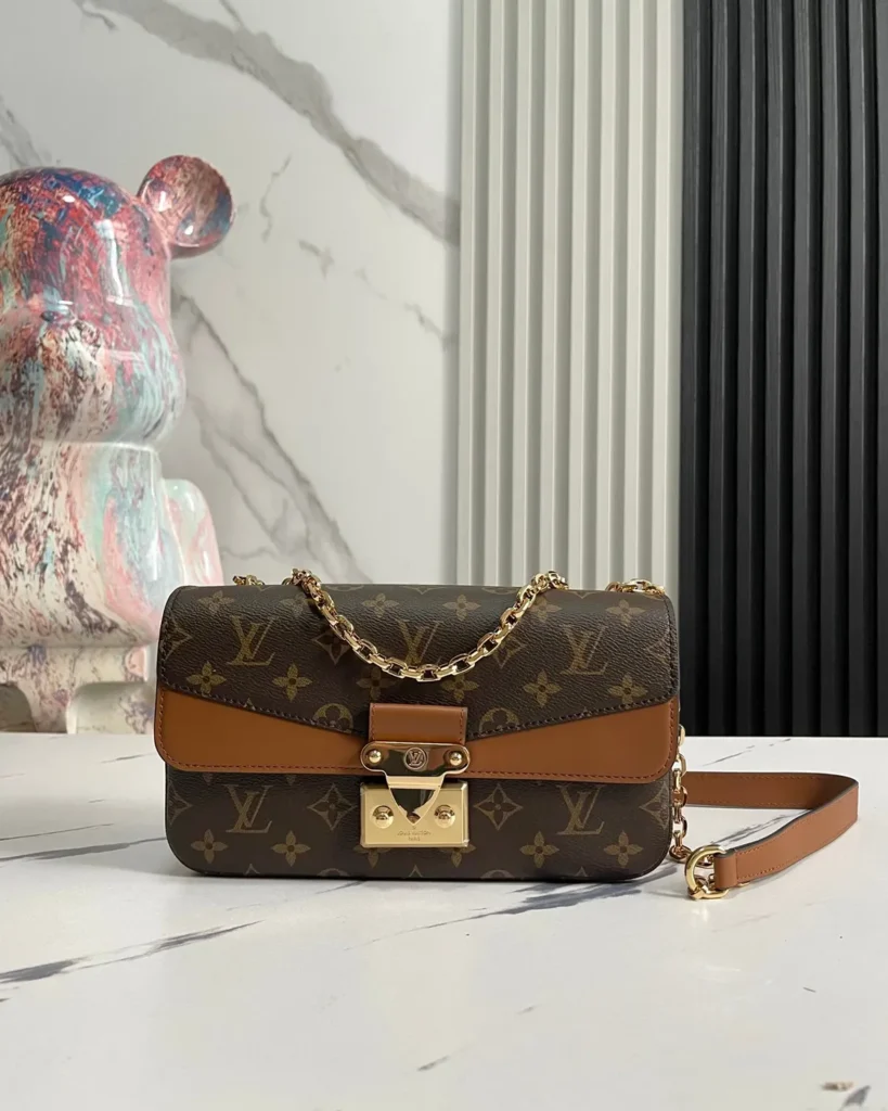 Brown Monogram Caramel Chain Flap Bag — front view