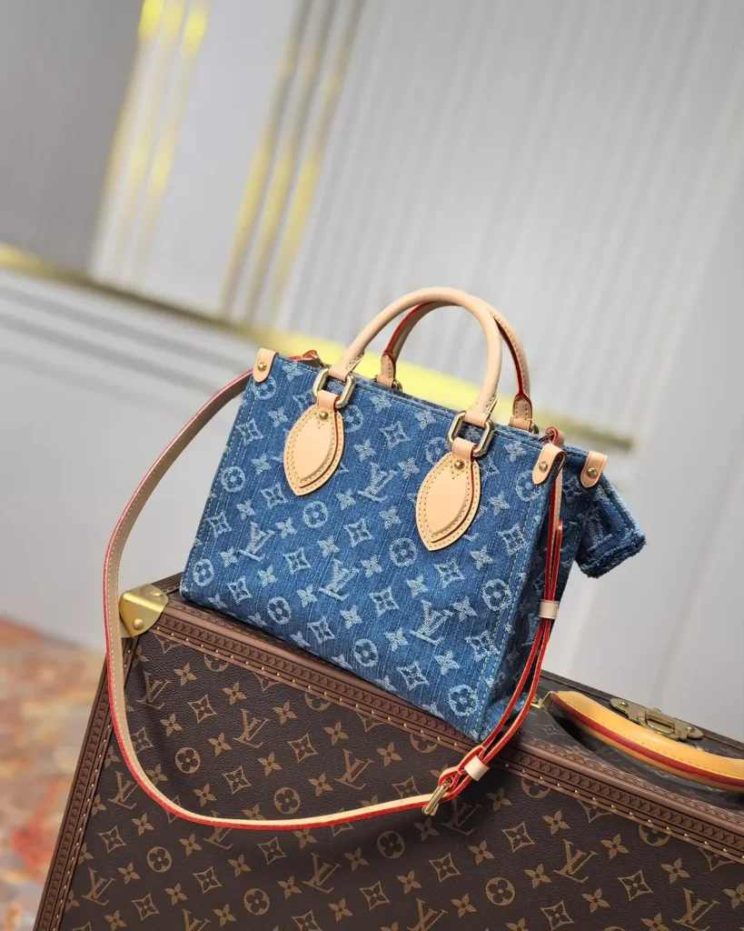 Blue Denim-Look Monogram Tote — strap view view