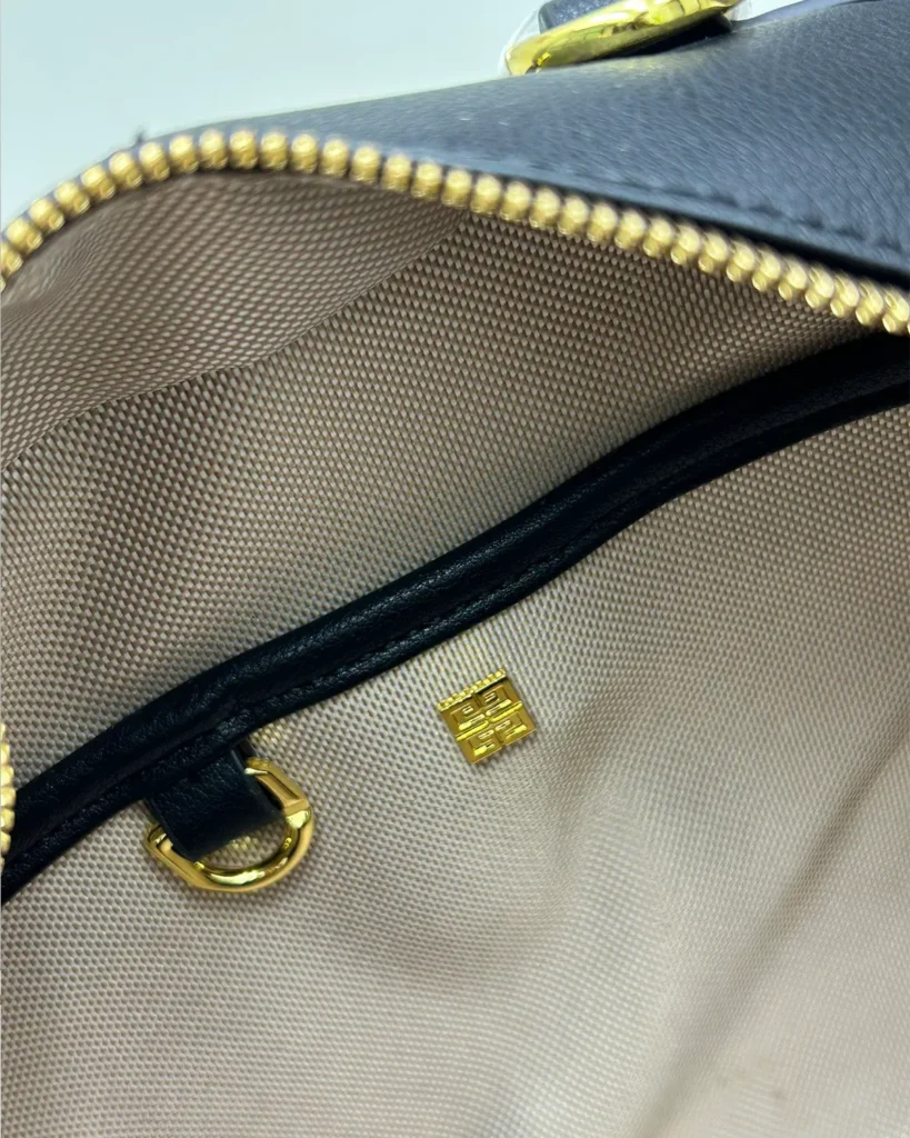 Black Domed Top Handle Bag — interior view