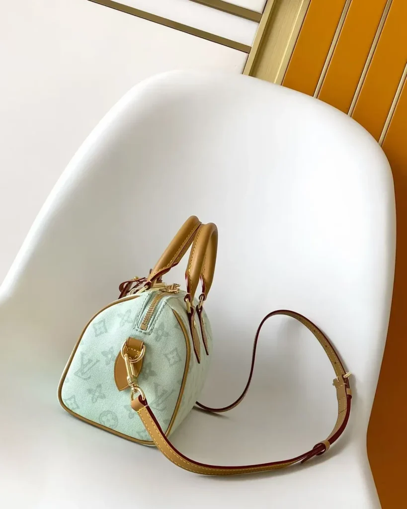 Pale Green Monogram Boston Bag — side view