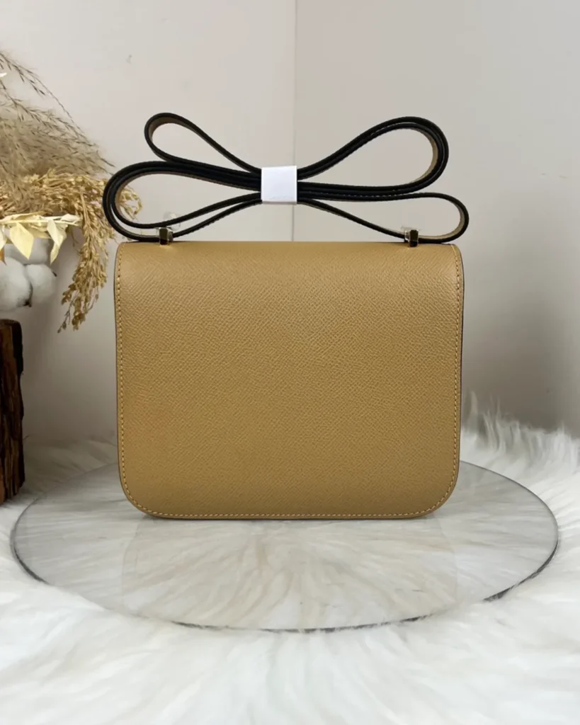 Kraft Tan constance-inspired mini 18 bag, back view