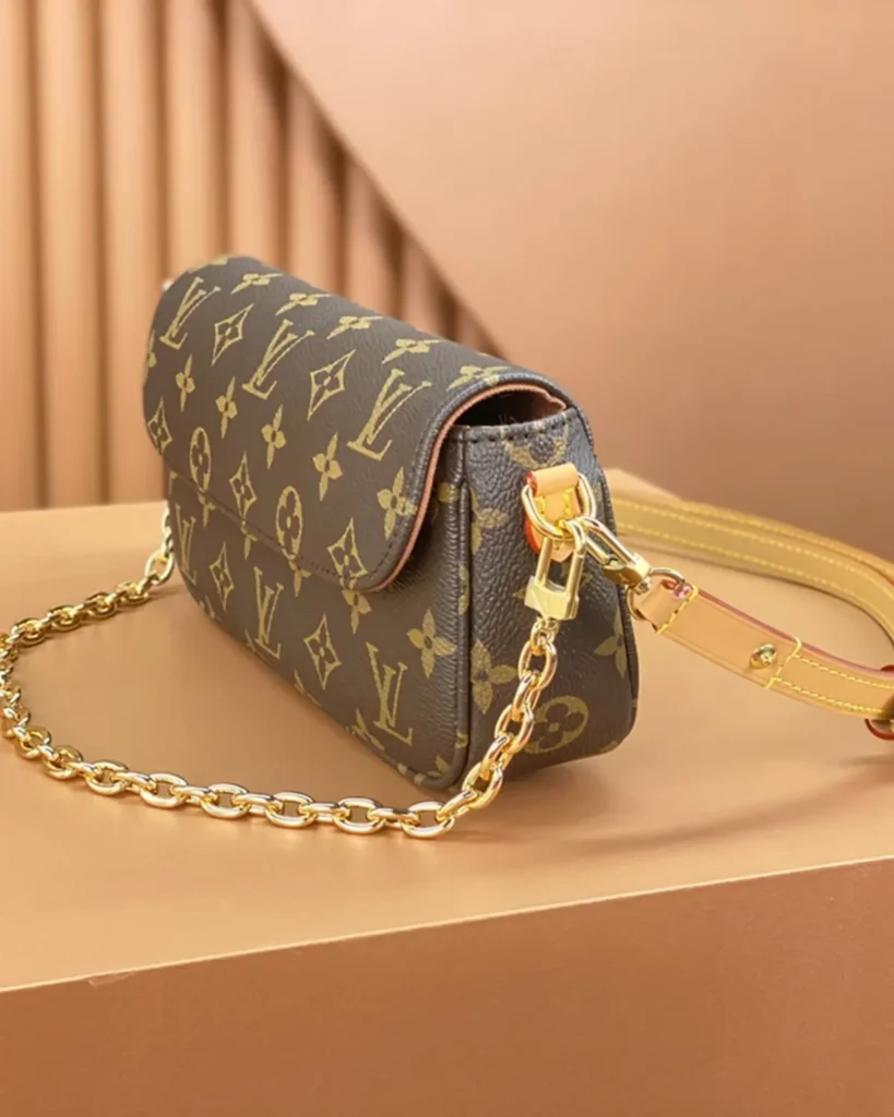 Brown Monogram Baguette Chain Bag — side view