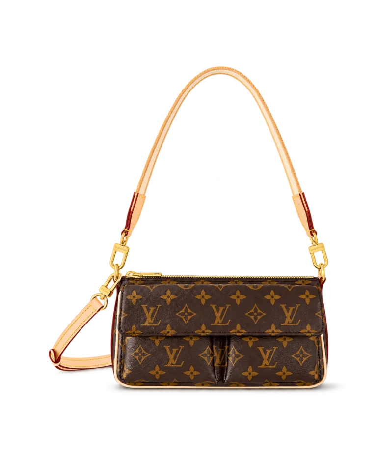 Brown Monogram Front-Pocket Shoulder Bag — upright front view