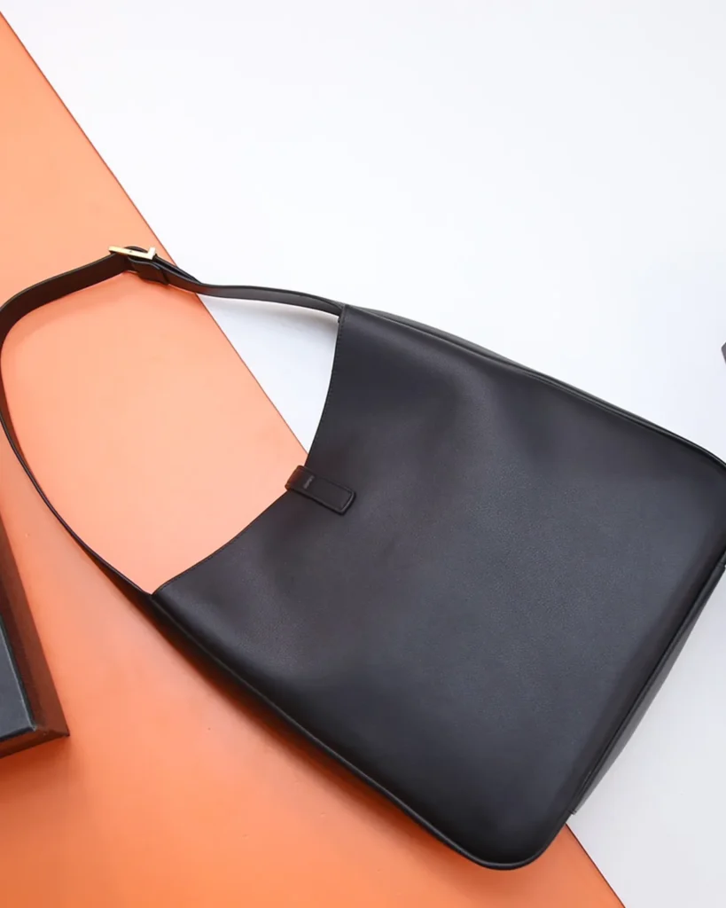 Black Curved-Top Shoulder Bag — rear view