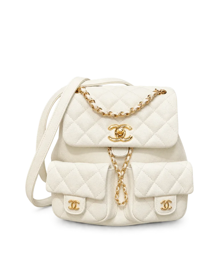 Ivory Quilted Twin-Pocket Backpack — main view