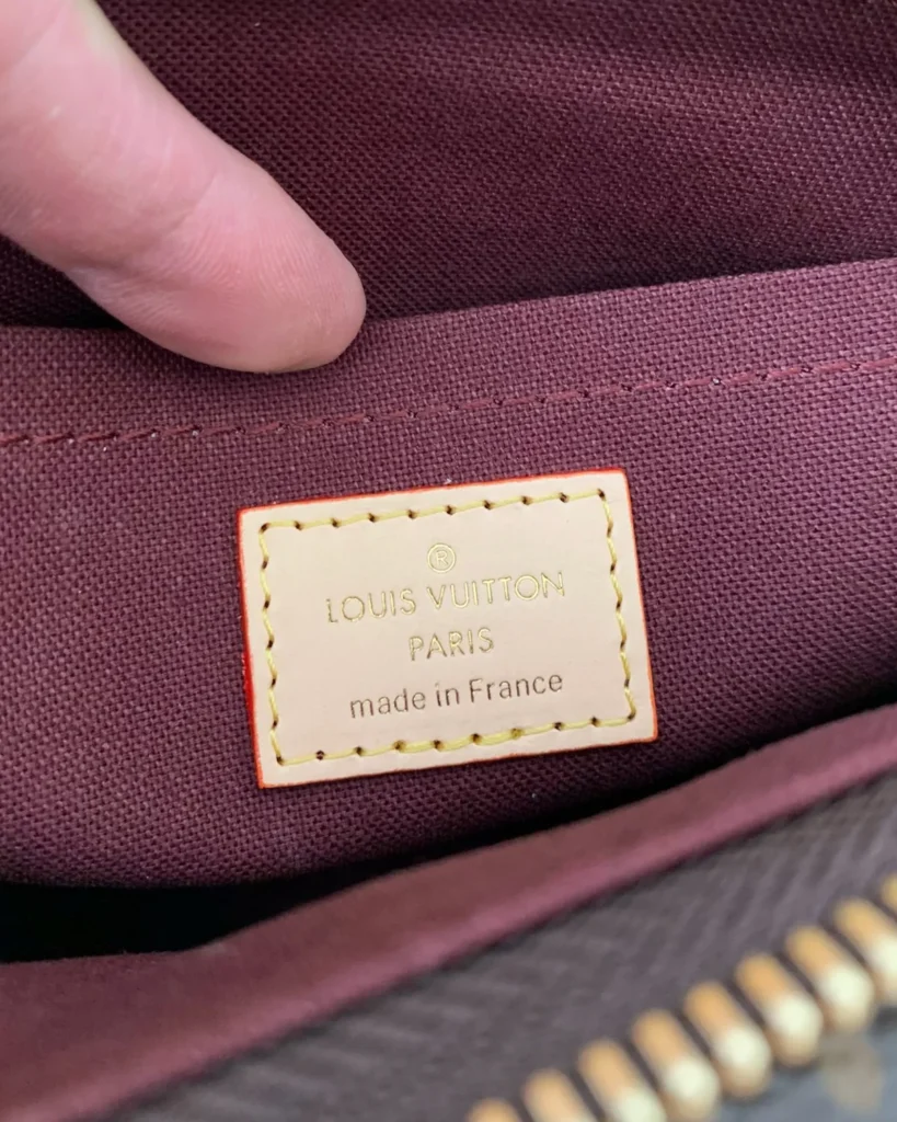 Brown Monogram Front-Pocket Shoulder Bag — interior label view