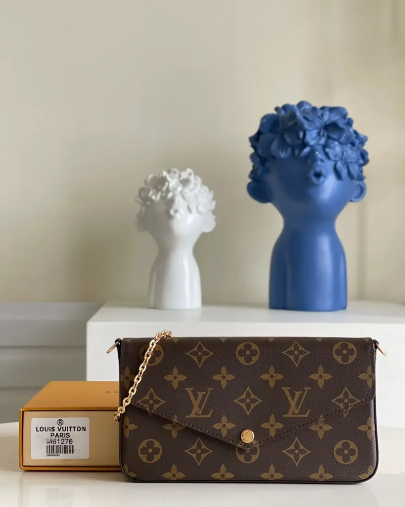 Brown Monogram Envelope Chain Pouch — front view