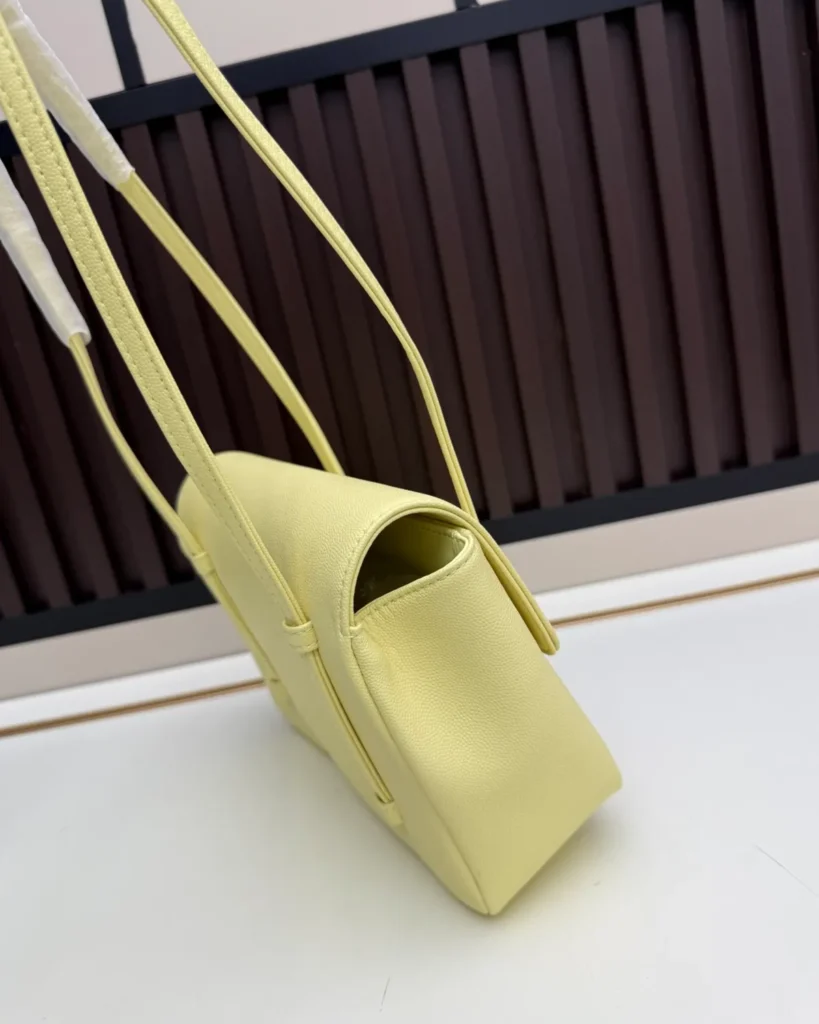 Pale Yellow Long-Handle Flap Bag — side view