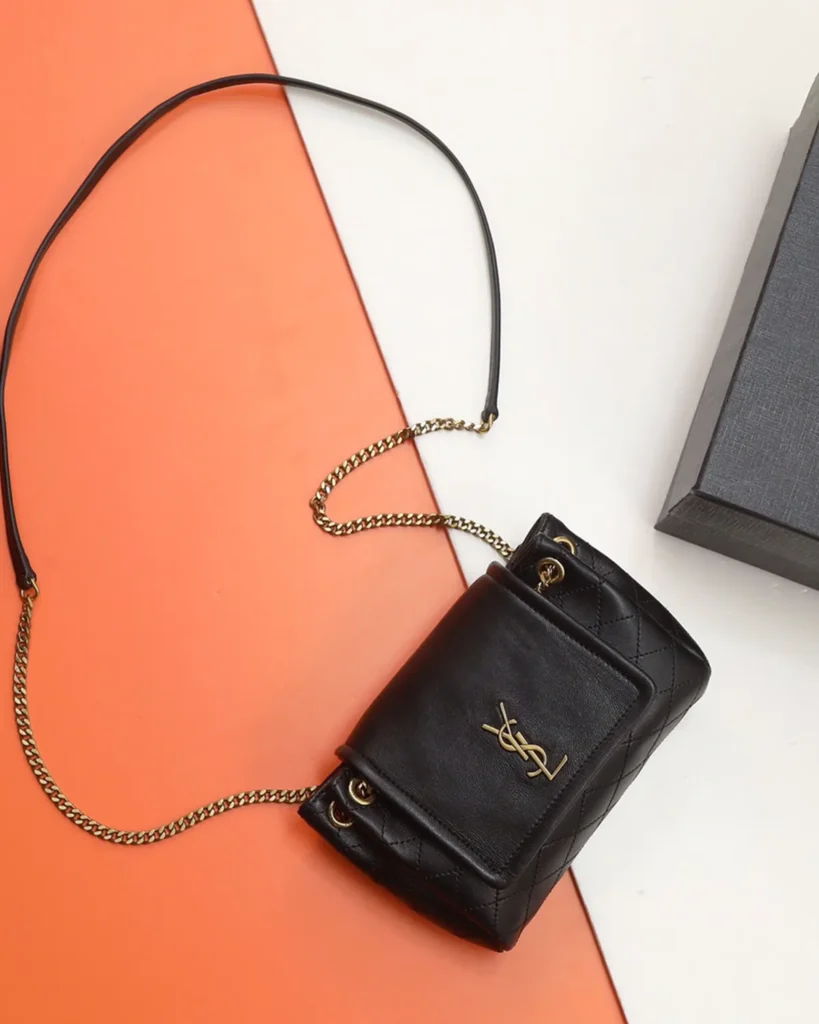 Black Diamond-Quilted Chain Flap Bag — front view