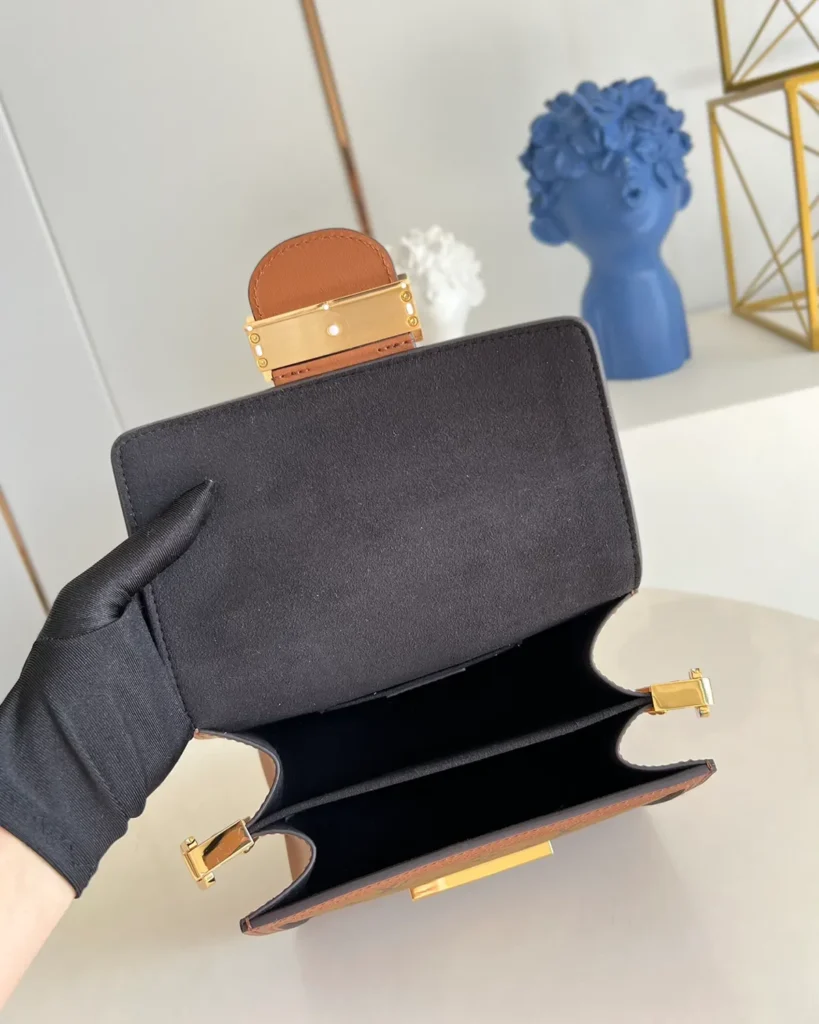Two-Tone Brown Monogram Flap Bag — interior view