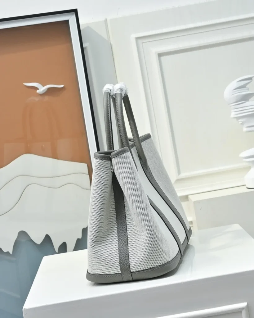 Garden Party-Inspired 30 Grey Canvas Tote, side view