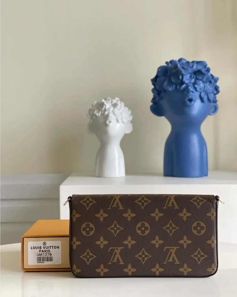 Brown Monogram Envelope Chain Pouch — rear view
