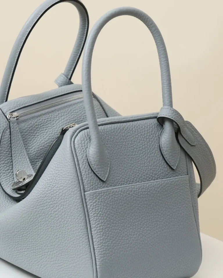 Ice Blue Folded Shoulder Bag — side pocket view